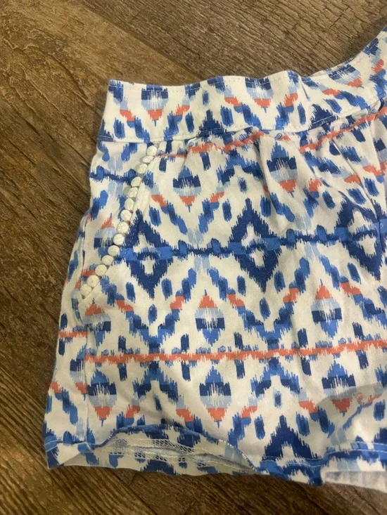 OshKosh B'gosh White Shorts with Blue & Coral Ikat Print - Picture 5 of 5